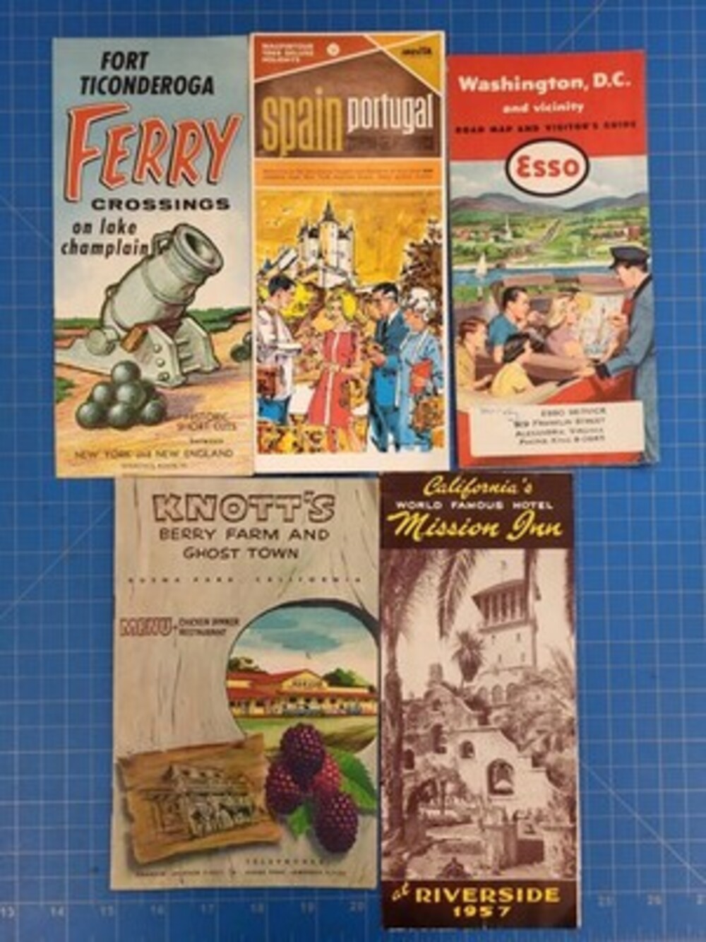 Vintage Travel Brochures Fort Ticonderoga Spain Washington DC Knotts Berry Farm